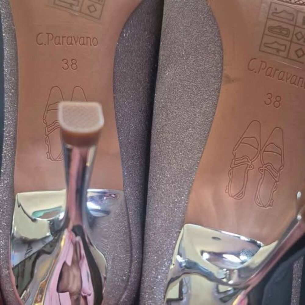 C.Paravano Sparkly Pointed Toe Heel Glitter Heel … - image 6